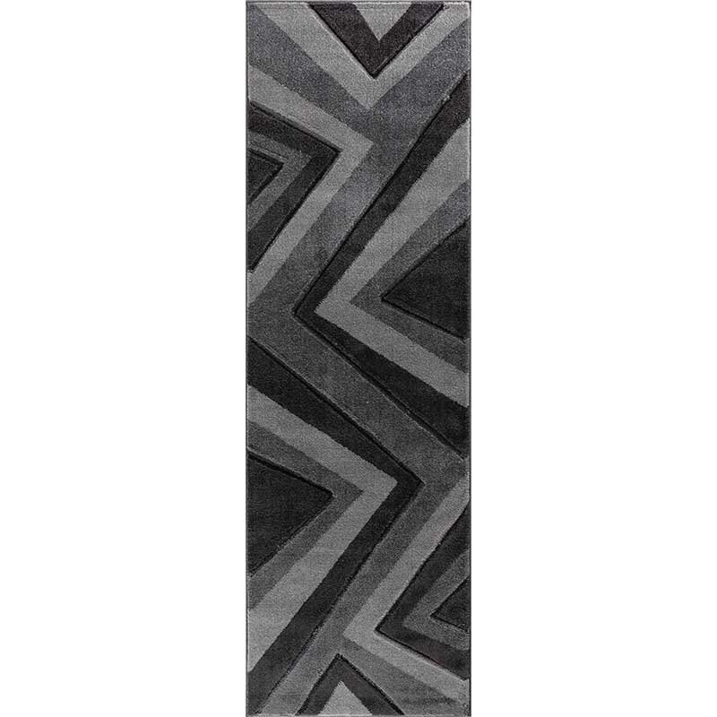 Abaseen Valencia Zig Zag Hallway Runners Black Main