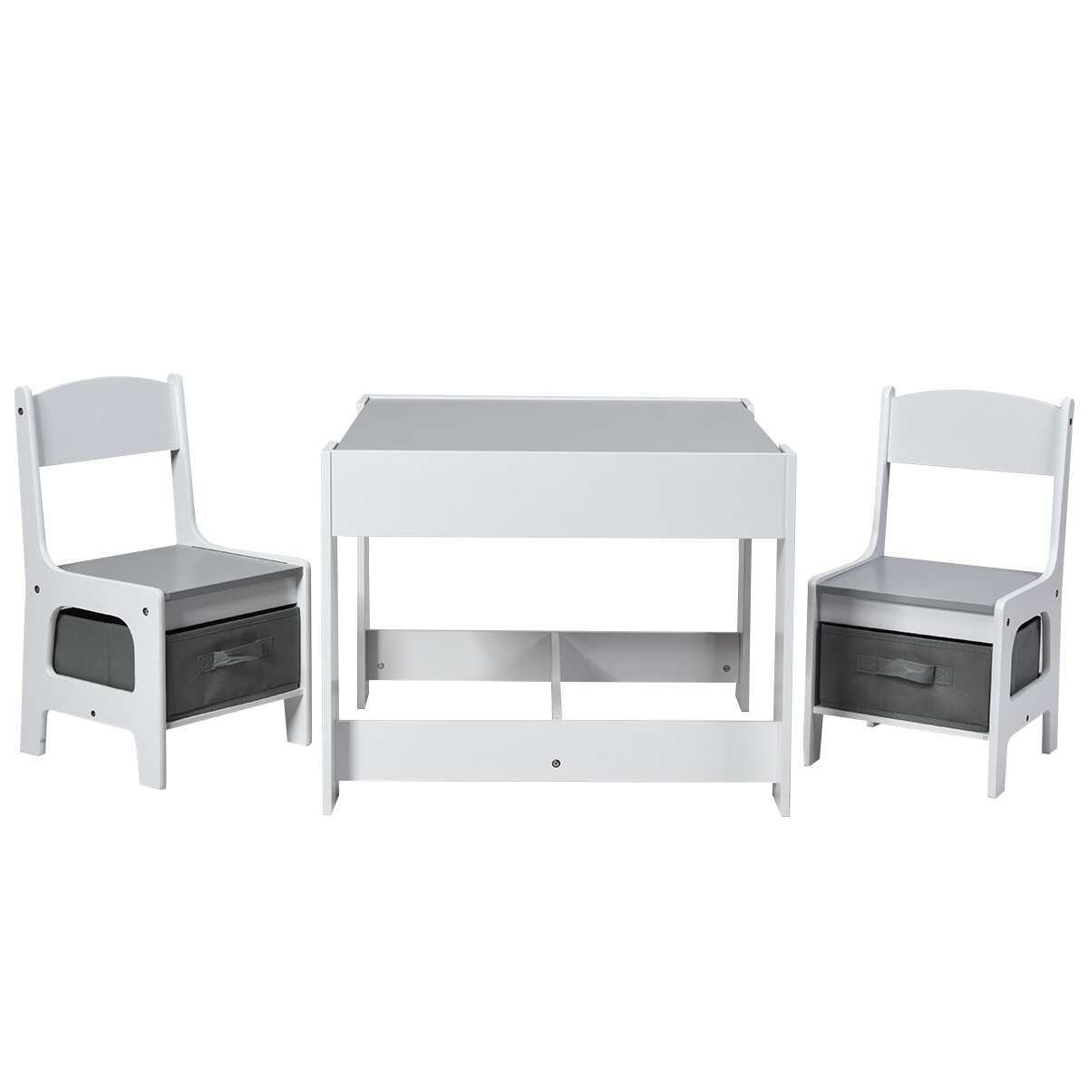 Abaseen Kids Table And Chairs Set With Storage Boxes, Black Board