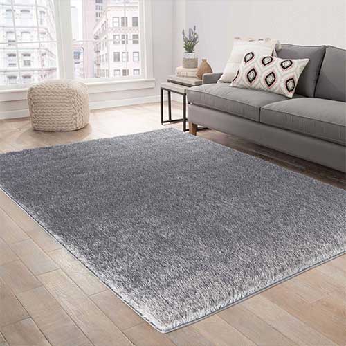 Abaseen California Plain Rugs 5 Sizes Silver