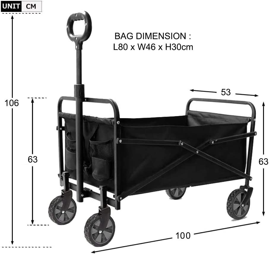 Sizes Of Abaseen Portable Folding Garden Trolley - 4 Colors