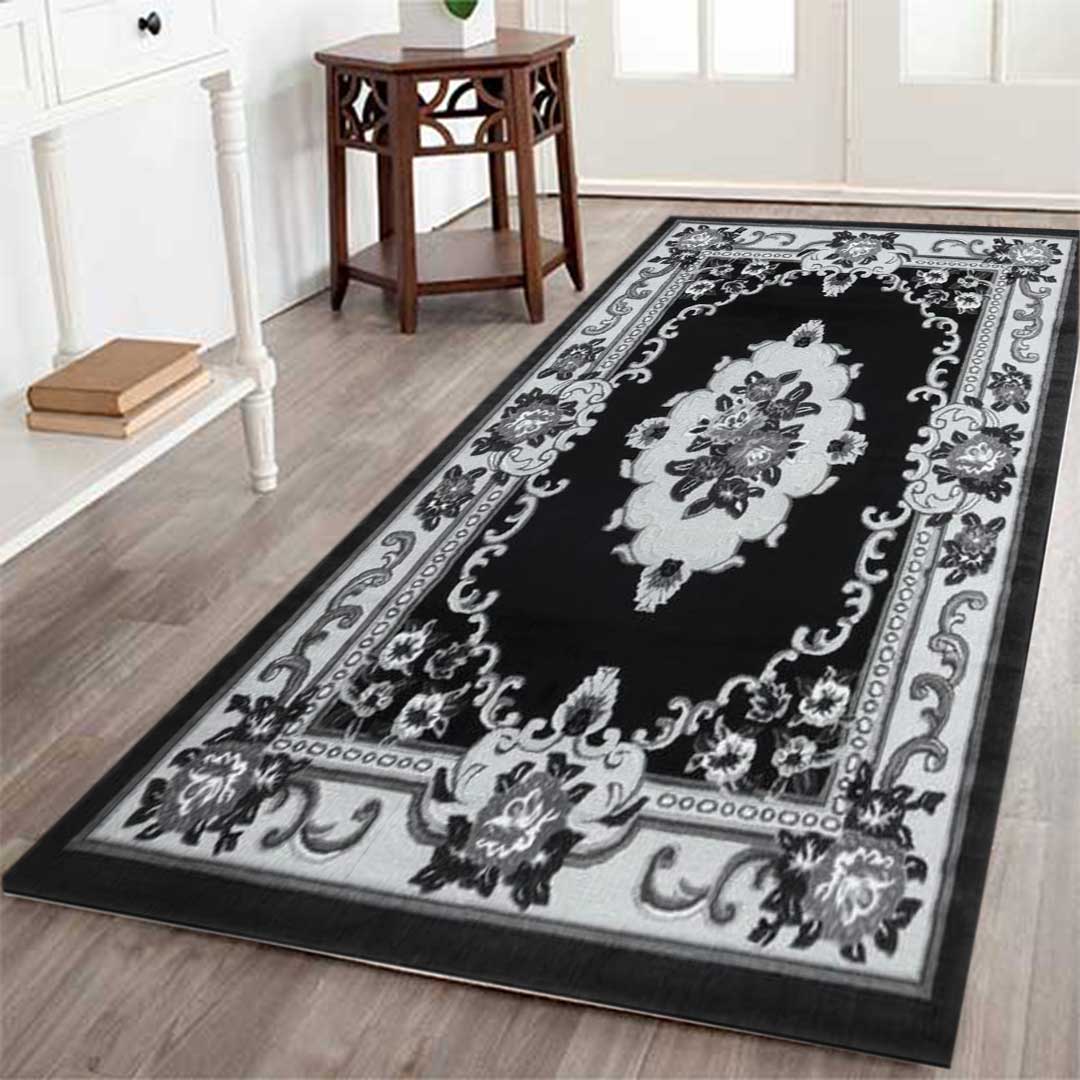 Abaseen Gewels - Stylish Traditional Runner Rugs Black