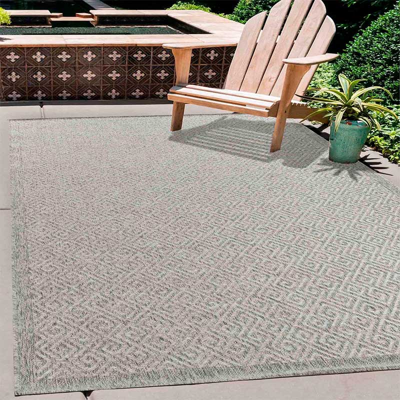Abaseen Harper Greek Key - Indoor / Outdoor Rugs Silver Main