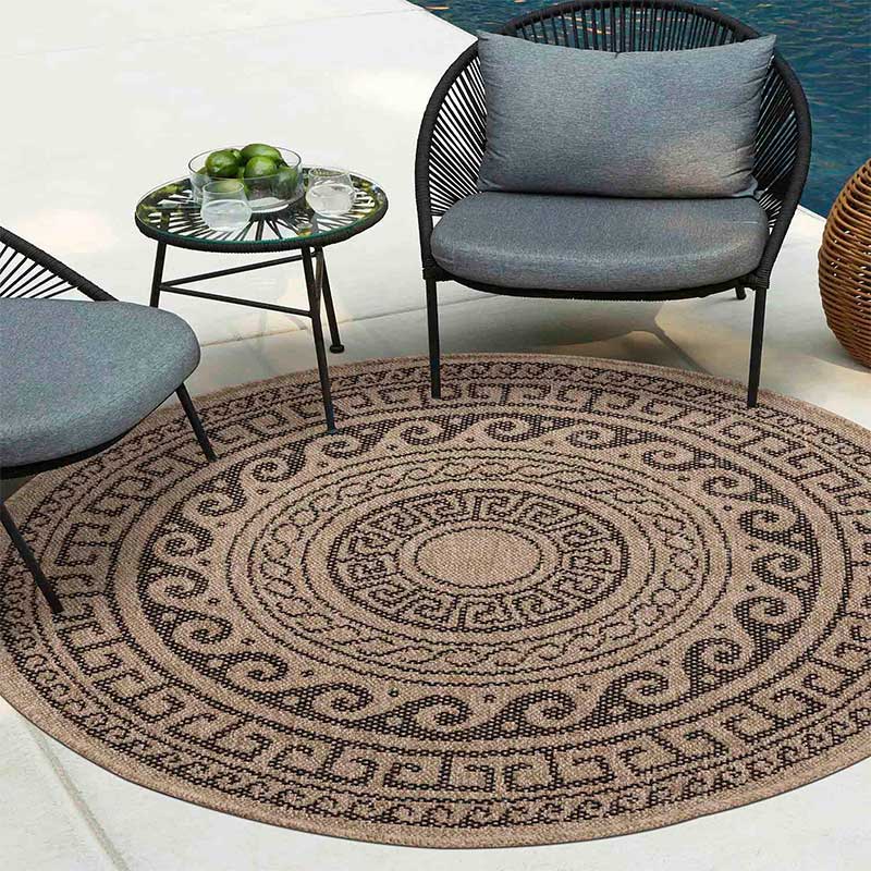 Glovelsupplies Harper Greek Circle Rugs- 120cm Indoor / Outdoor
