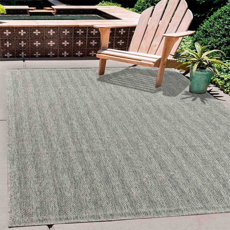 Abaseen Herringbone - Indoor / Outdoor Rugs Grey Main