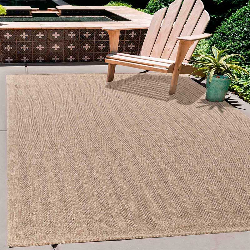Abaseen Herringbone - Indoor / Outdoor Rugs Tan Main
