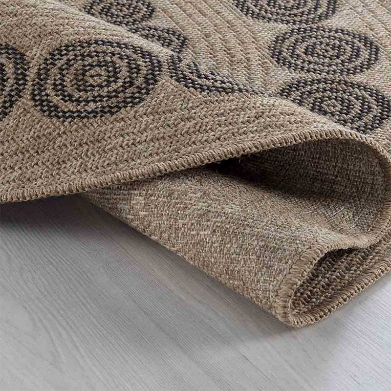 Abaseen Harper Circle Rugs- 120cm Indoor / Outdoor Black Zoom