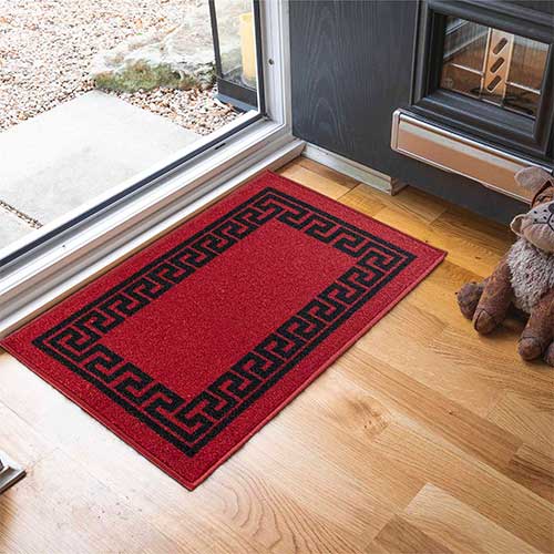 Havana Red Indoor Dirt Trapper Mat – Nonslip Machine Washable Gel Backed Abaseen