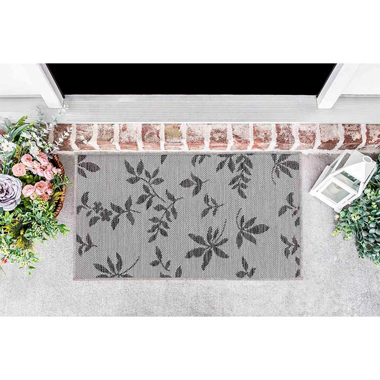 Abaseen Sky Flower Grey - Indoor / Outdoor Rugs Door