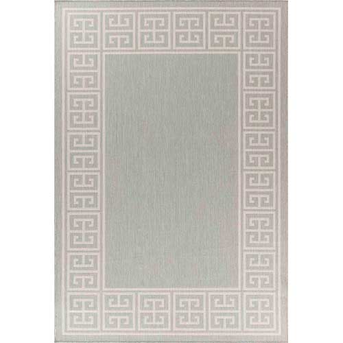 Abaseen Sky Border Jute Grey - Indoor / Outdoor Runner Rugs Portrait Silver