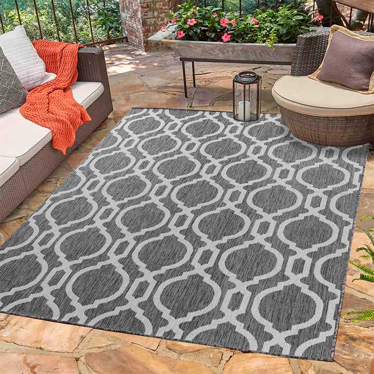 Abaseen Sky Trellis Grey Indoor / Outdoor Rugs Main Grey