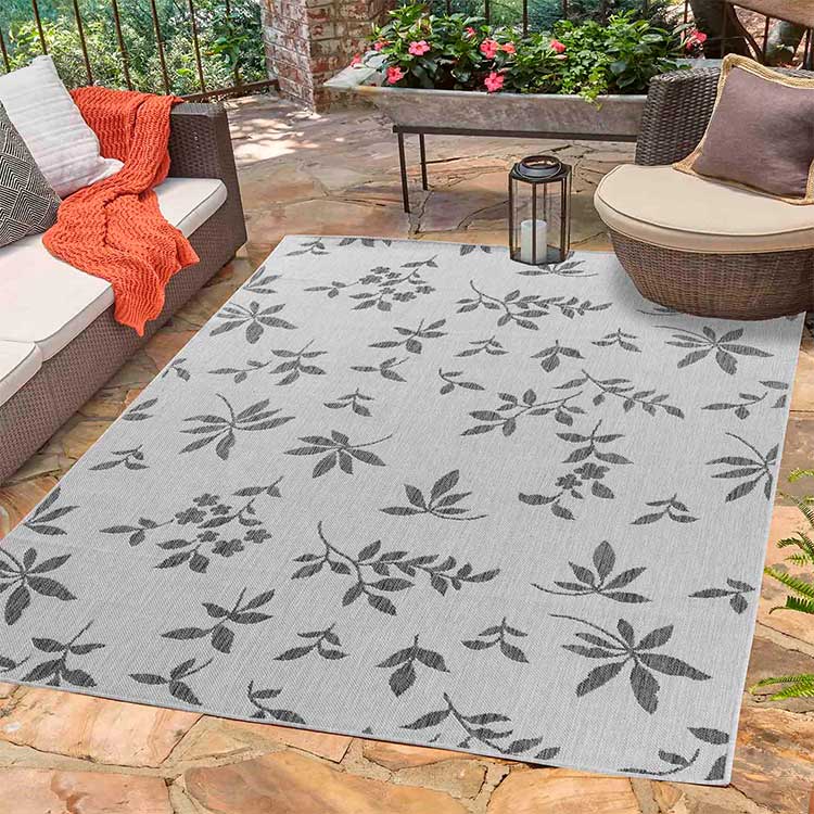Abaseen Sky Flower Grey - Indoor / Outdoor Rugs Main