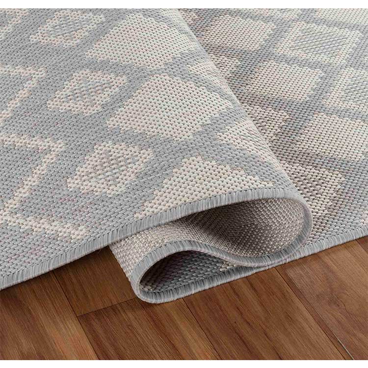 Abaseen Sky Check Grey - Indoor / Outdoor Runner Rugs Silver Zoom