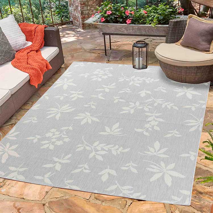 Abaseen Sky Flower Grey - Indoor / Outdoor Rugs Silver Main