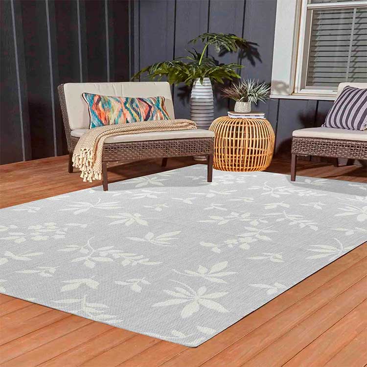 Abaseen Sky Flower Grey - Indoor / Outdoor Rugs Silver Main 2