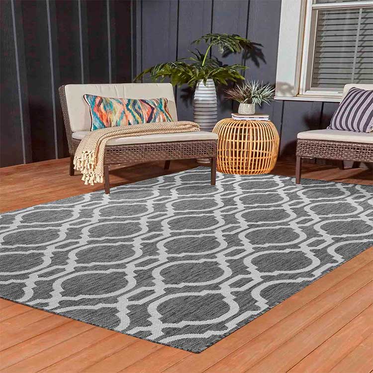 Abaseen Sky Trellis Grey Indoor / Outdoor Rugs Main