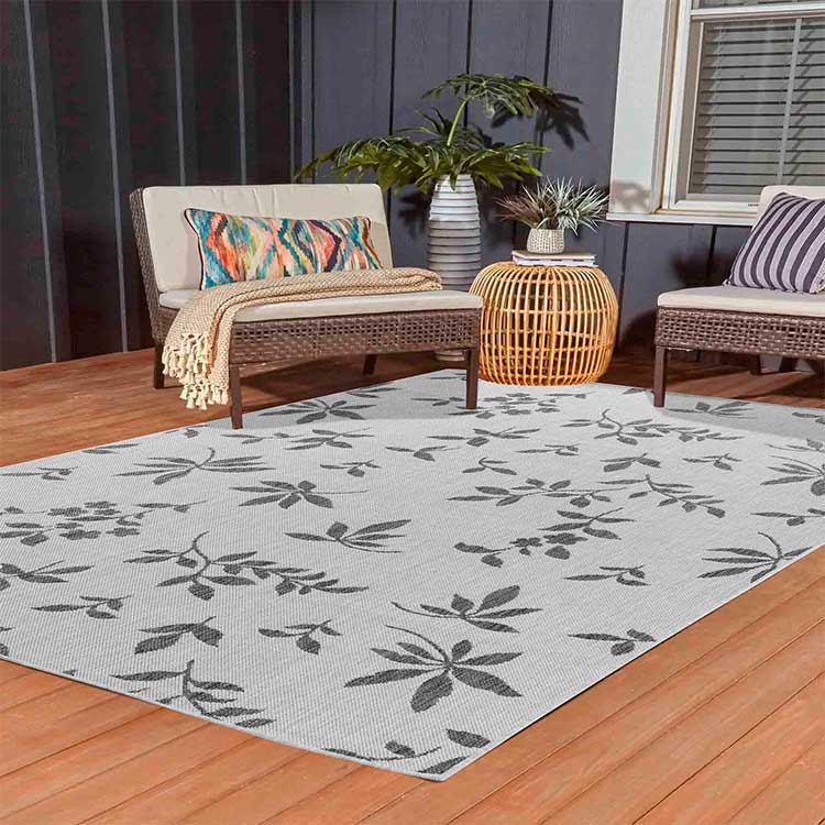 Abaseen Sky Flower Grey - Indoor / Outdoor Rugs Main 2