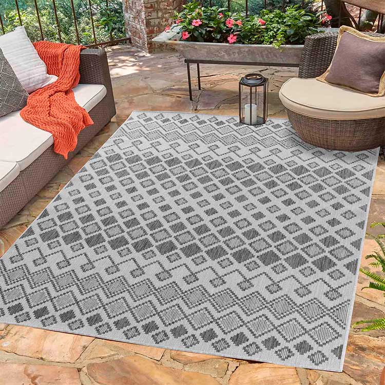 Glovelsupplies Sky Check Grey - Indoor / Outdoor Rugs