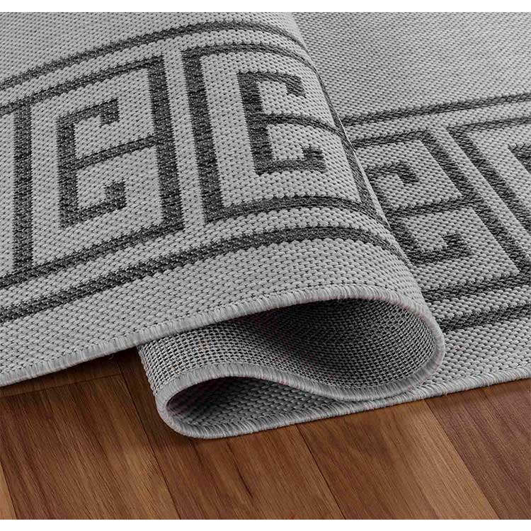 Abaseen Sky Border Jute Grey - Indoor / Outdoor Runner Rugs Zoom Grey