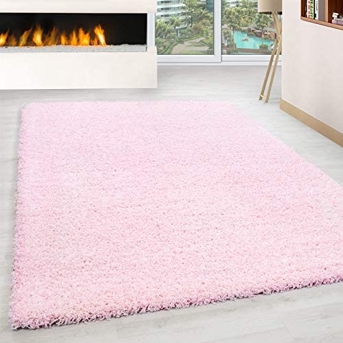 Abaseen Pink Fluffy Rugs Machine Washable Rugs UK