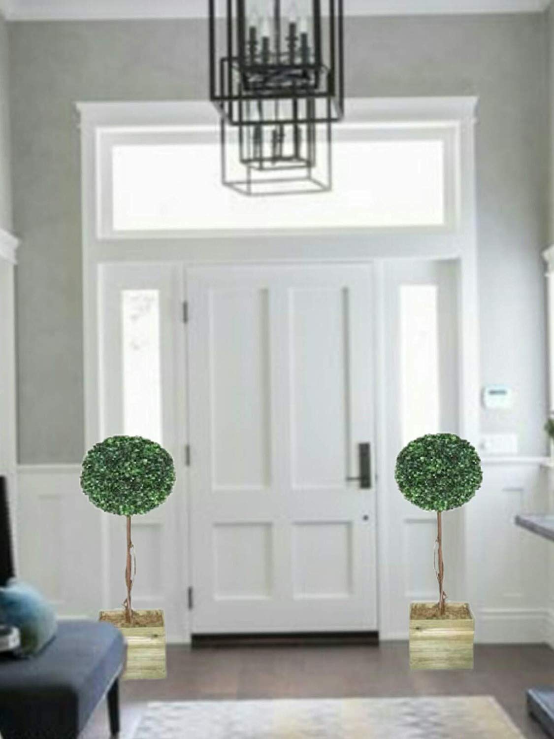 Glovelsupplies 2 x Elegant Artificial Ball Trees - 3ft Topiary Ball trees includes wooden bases