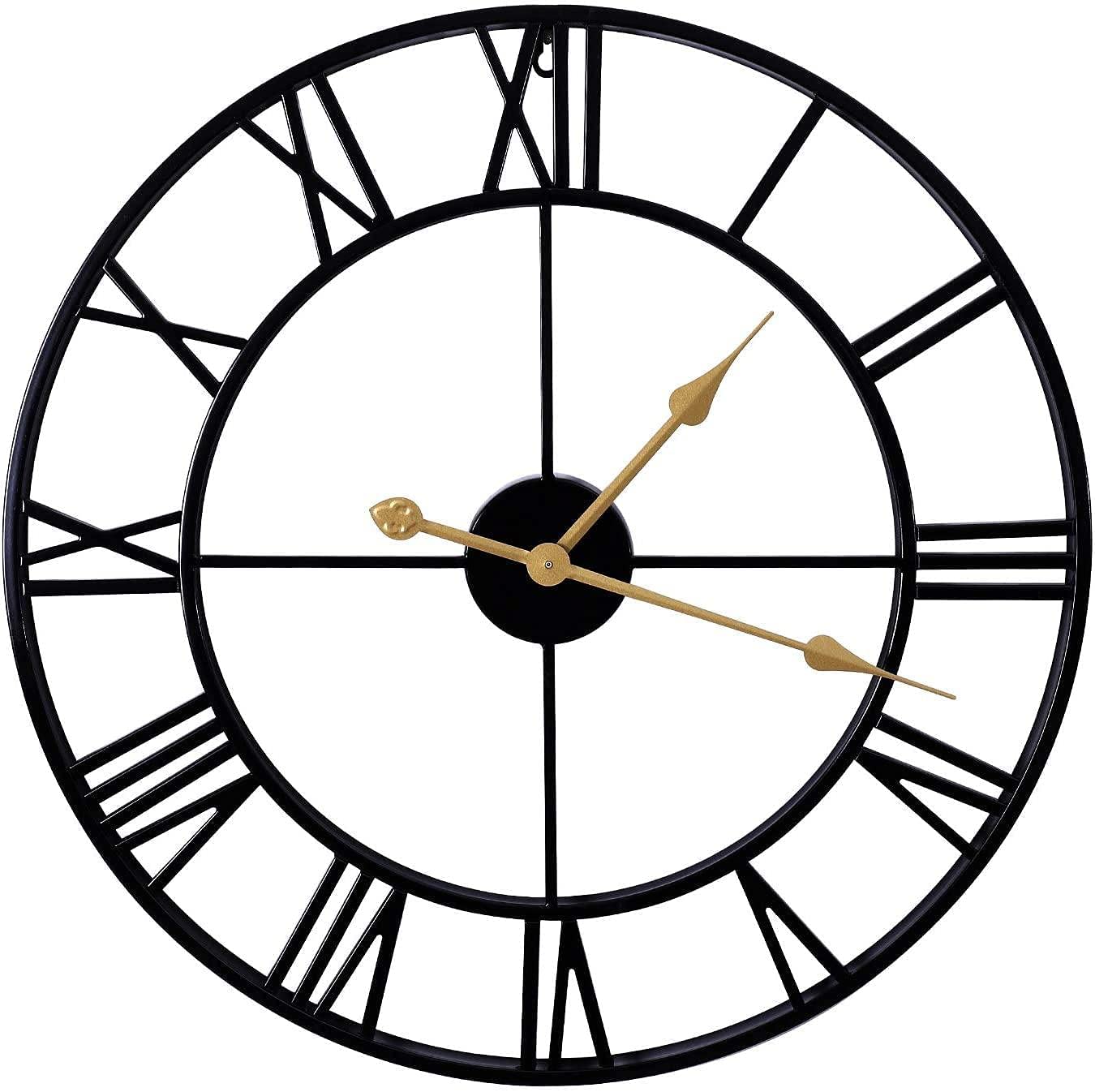 Glovelsupplies Large Modern Decorative Wall Clocks, ( Rustic Gold Moving Gear Clock ) ( 46 CM Round )