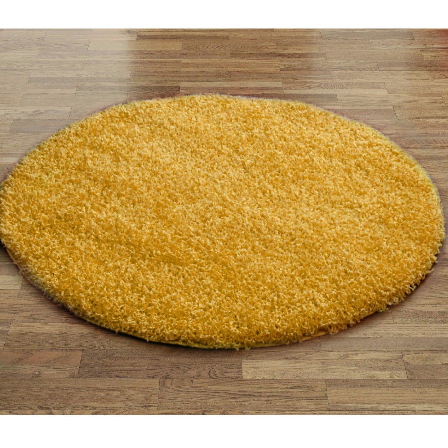 Yellow Shaggy Rugs By Abaseen 120cm Round Rugs