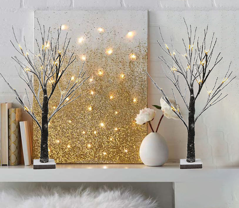 2FT Pre-Lit Snowy Twig Christmas Tree