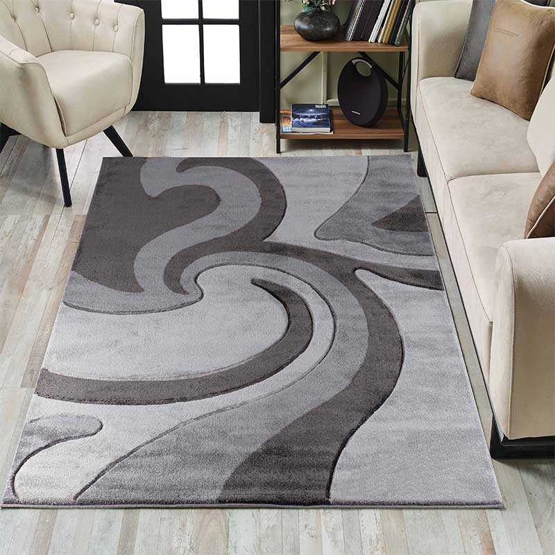 Abaseen Valencia Swirl Rugs Grey