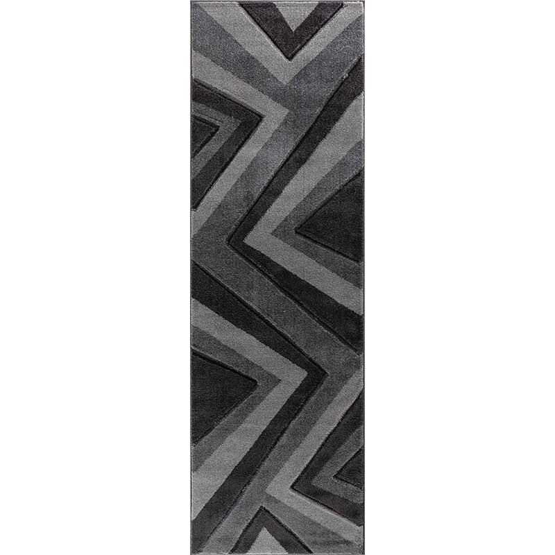 Abaseen Valencia Zig Zag Hallway Runners Black Main 