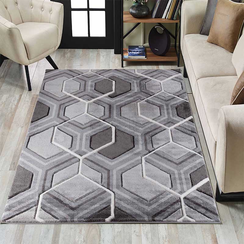 Abaseen Valencia Hexagon Rugs 3 grey