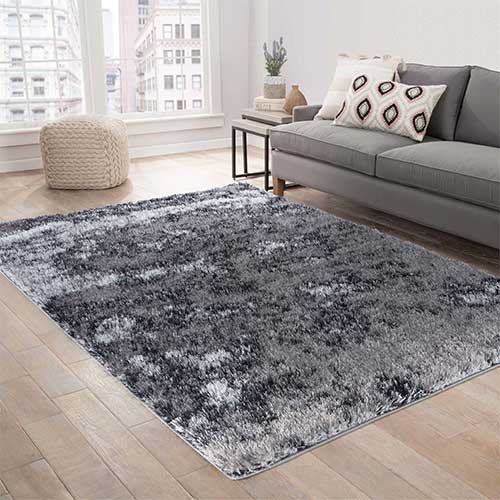 Abaseen California Two Tone Rugs Silver Grey 