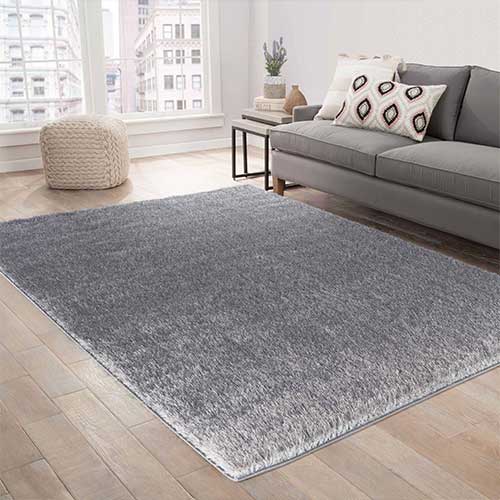 Abaseen California Plain Rugs 5 Sizes Silver 