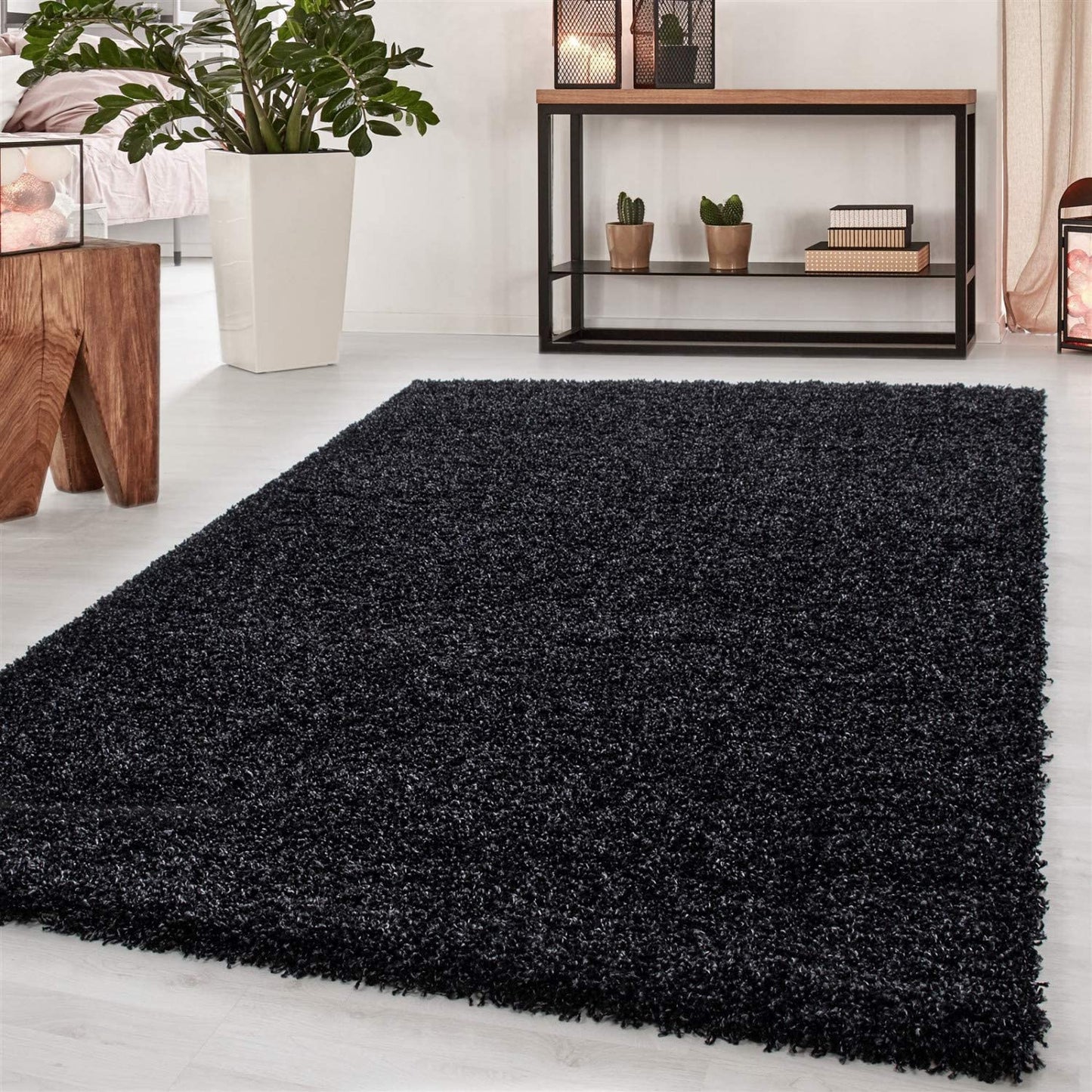 Abaseen Anthracite Rugs Modern Machine Washable Rugs UK