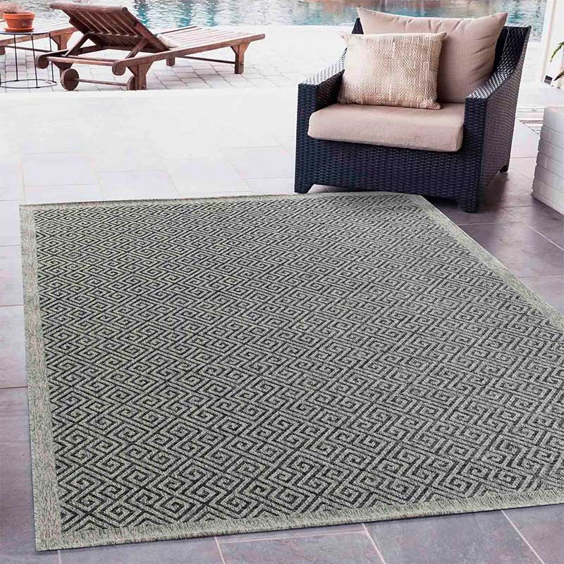 Abaseen Harper Greek Key - Indoor / Outdoor Rugs Dark Grey Main 