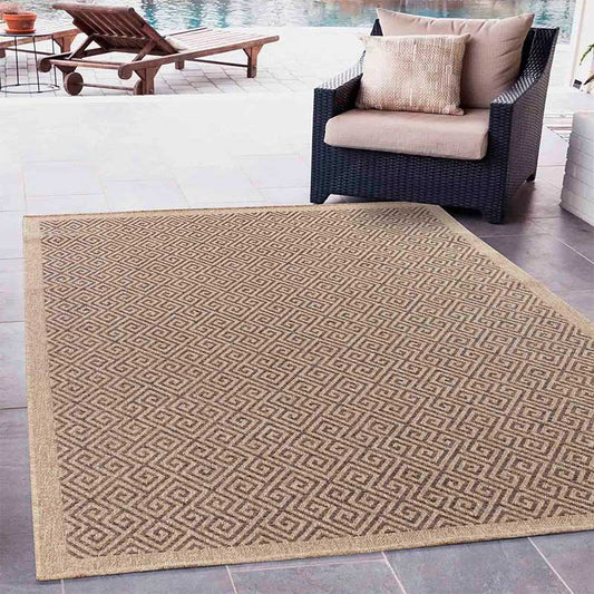 Abaseen Harper Greek Key - Indoor / Outdoor Rugs Tan Main 