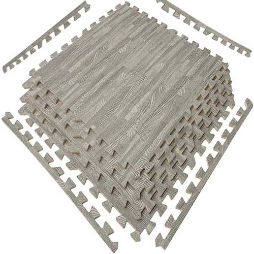 Eva Grey Interlocking Foam Mats Wood Effect - Floor Tiles Abaseen ( 60x60cm)