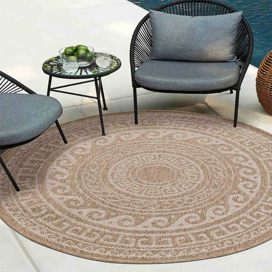 Glovelsupplies Harper Greek Circle Rugs- 120cm Indoor / Outdoor