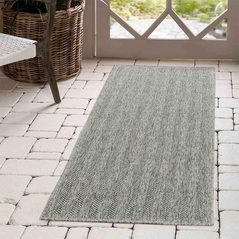 Abaseen Herringbone - Indoor / Outdoor Rugs Runner Grey 