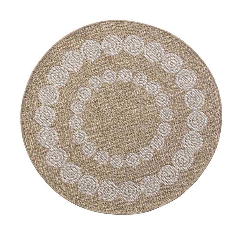 Abaseen Harper Circle Rugs- 120cm Indoor / Outdoor Cream Portrait 