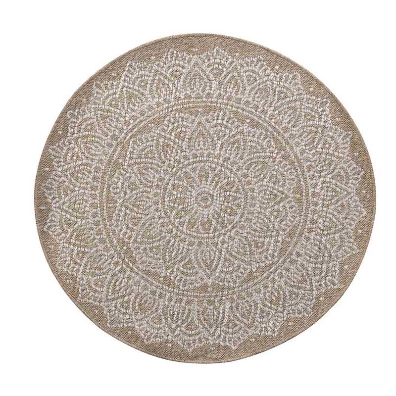 Abaseen Harper Floral Circle Rugs- 120cm Indoor / Outdoor Cream portrait 