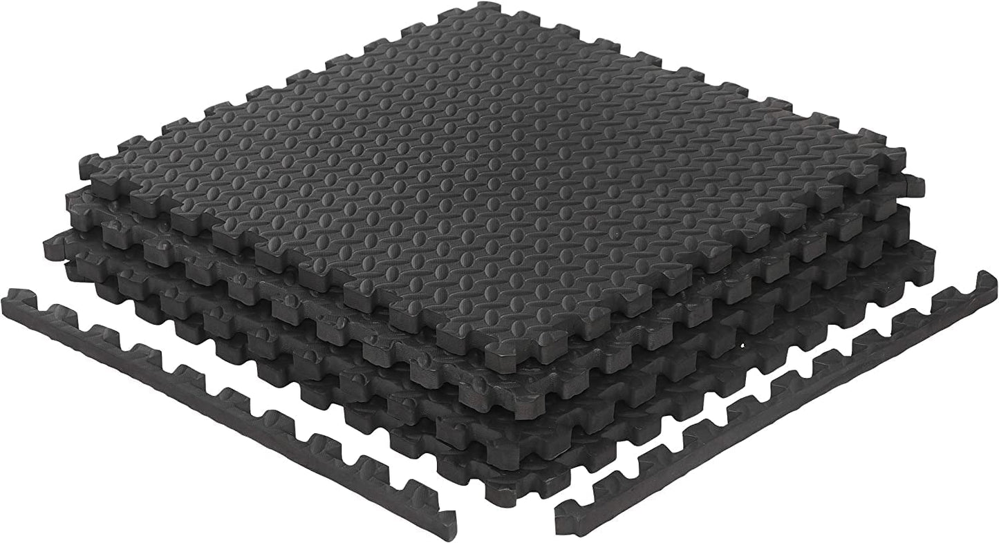 Black Interlocking Foam Gym Mats For Exercise - Glovelsupplies ( 60x60cm)