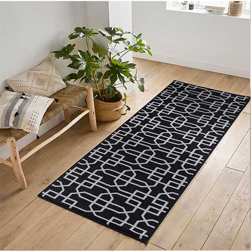 Black Door Mat Indoor - Washable Nonslip Abaseen ( 5mm )