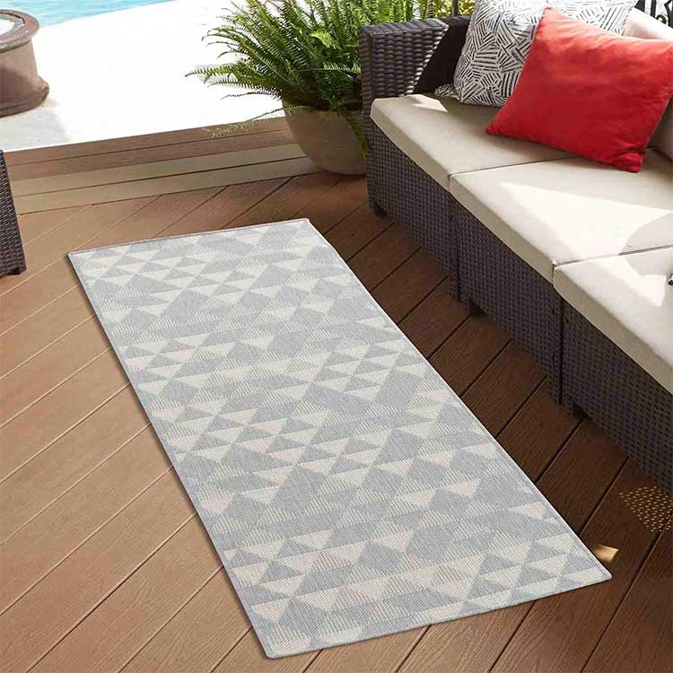 Abaseen Sky Triangle Grey Rugs - Indoor / Outdoor Silver Runner 