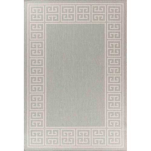 Abaseen Sky Border Jute Grey - Indoor / Outdoor Runner Rugs Portrait Silver 