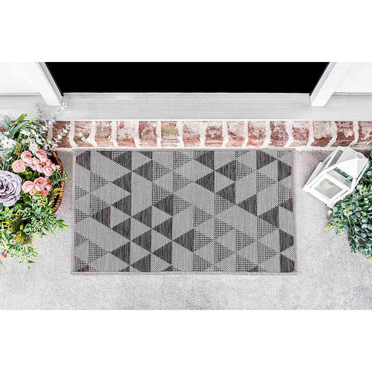 Abaseen Sky Triangle Grey Rugs - Indoor / Outdoor Mat 