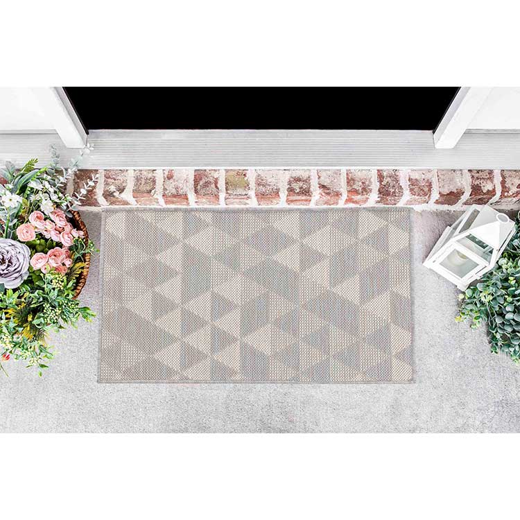 Abaseen Sky Triangle Grey Rugs - Indoor / Outdoor 4