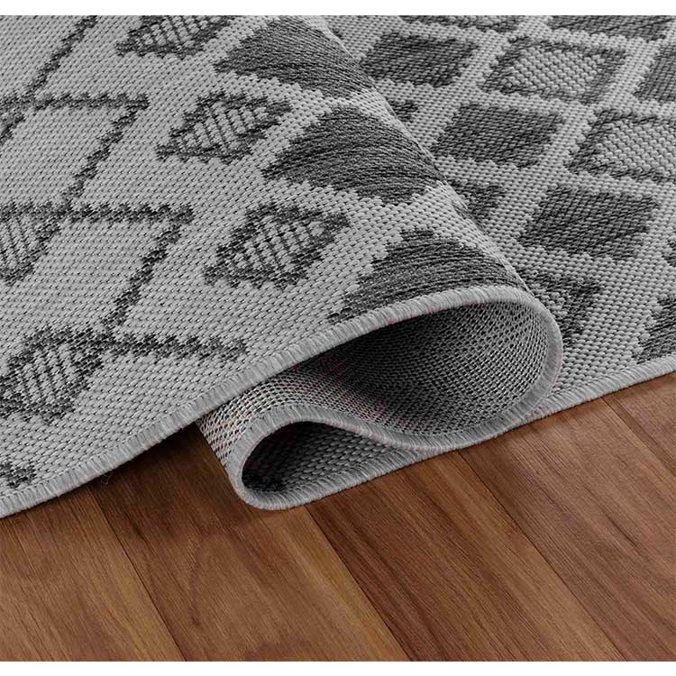 Abaseen Sky Check Grey - Indoor / Outdoor Runner Rugs Zoom Grey 