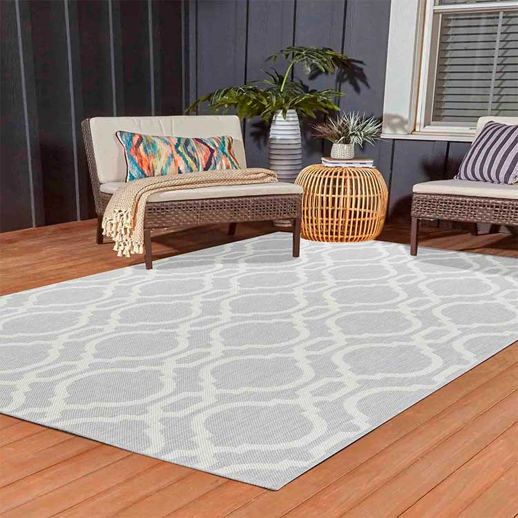 Abaseen Sky Trellis Grey Indoor / Outdoor Rugs Silver MAin 2