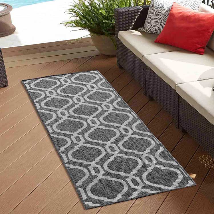 Abaseen Sky Trellis Grey Indoor / Outdoor Rugs Runner 