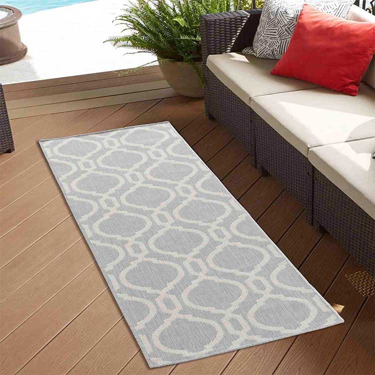 Abaseen Sky Trellis Grey Indoor / Outdoor Rugs Silver Runner 